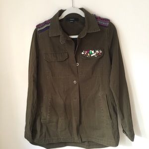 Forever 21 green button down shirt w/ jewels